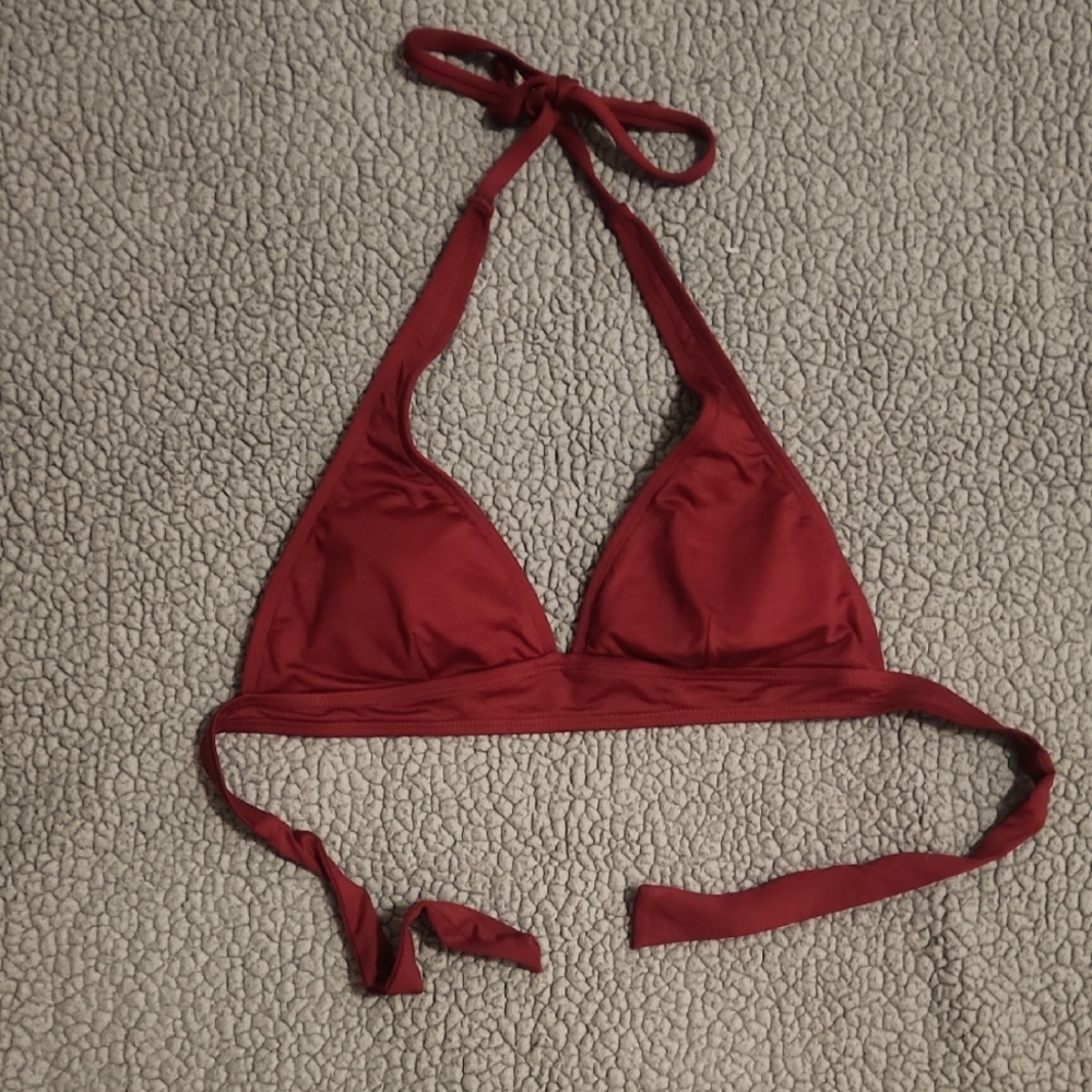 By The Beach Halter Style Bikini Top, Dark Plum, Size Medium